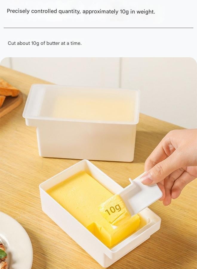 كيلا علبة تقطيع زبدة بغطاء، قطعتان، حاوية تخزين لقطاعة الجبن في المطبخ، علبة تقطيع كمية 10 غرام مع أداة فرد، منظم محكم الإغلاق لحفظ زبدة الخبز، تصميم صغير الحجم مضاد للروائح - Image 3